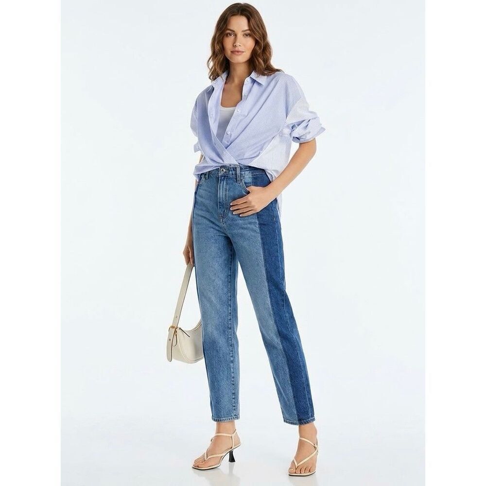 NEW DEREK LAM 10 CROSBY Women’s 30 Kate Waverly Wash Color Blocked Straight Leg